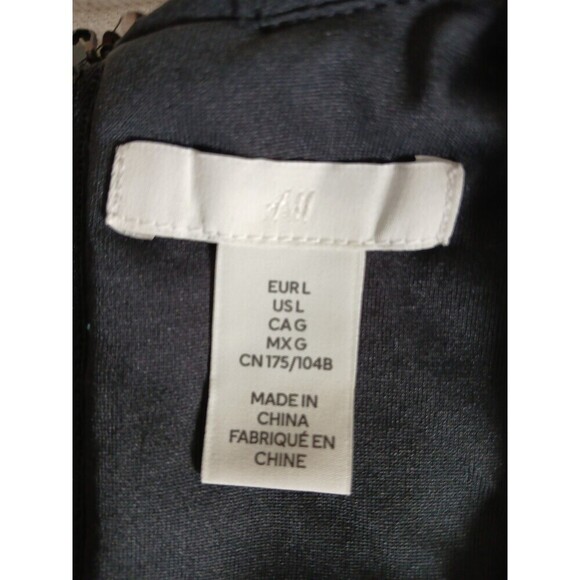 H&M Sequins Sparkly Sleeveless Lined Cute Party Dress Size Large Black Gold - Picture 11 of 12